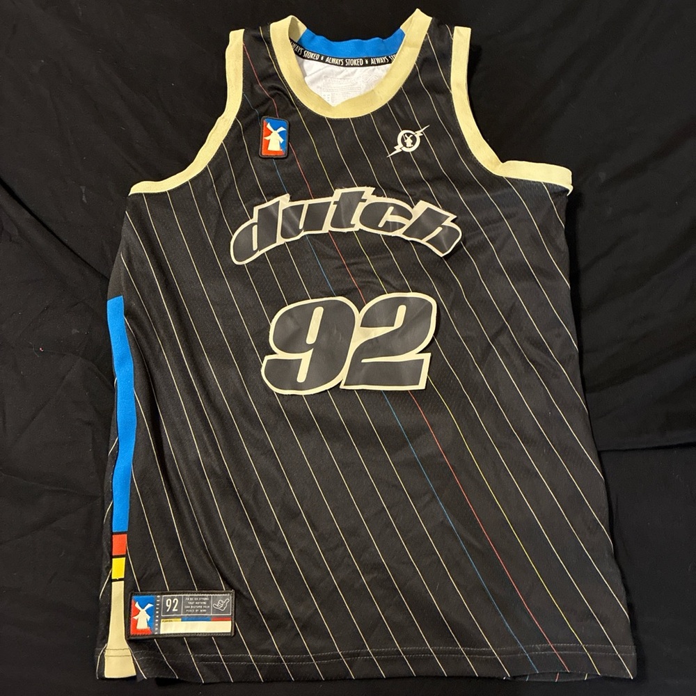 Dutch Bros Black and Gold Pinstripe Jersey